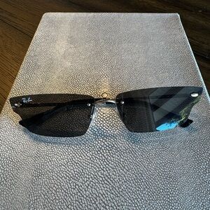 Ray-Ban Silver and Black Rimless Sunglasses